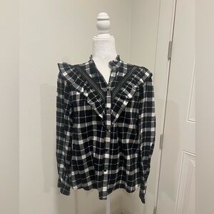 Kate Spade Black and White plaid flannel